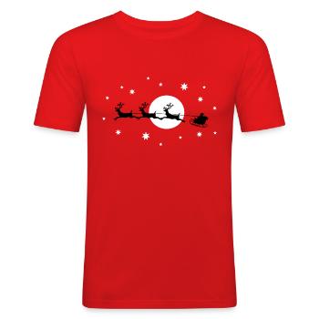 Weihnachten - Männer Slim Fit T-Shirt - Rot - Vorne - Jaron (178cm)