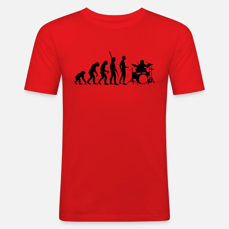evolution_drummer_b_1c - Männer Slim Fit T-Shirt - Rot