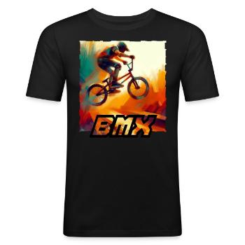 BMX Bike - Männer Slim Fit T-Shirt - Schwarz - Vorne - Nik (191cm)