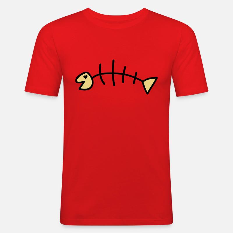 Fischgräten-Liebe - Männer Slim Fit T-Shirt - Rot