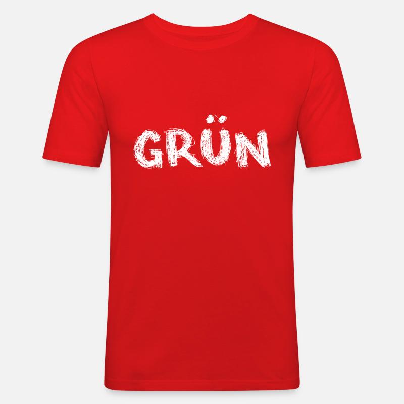 grün oder ? - Männer Slim Fit T-Shirt - Rot