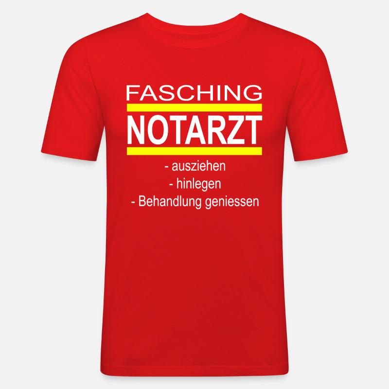 Fasching Notarzt - Männer Slim Fit T-Shirt - Rot
