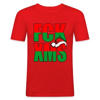 Fan Xmas - Slim Fit T-shirt herr - röd - Fram - Jaron (178cm)