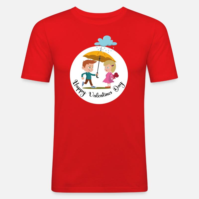 Mädchen Junge romantisch - Männer Slim Fit T-Shirt - Rot