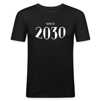 Funny Birthday Since 2030 - Men's Slim Fit T-Shirt - black - Front - Nik (191cm)