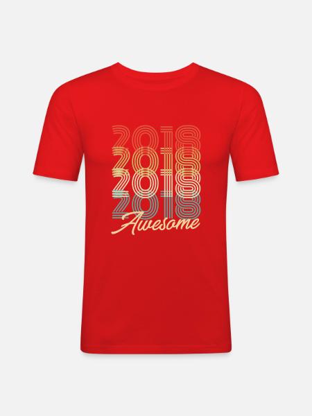 Funny Birthday Awesome 2018 - Men's Slim Fit T-Shirt - red