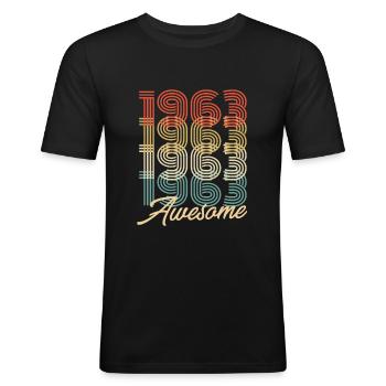 Funny Birthday Awesome 1963 - Men's Slim Fit T-Shirt - black - Front - Nik (191cm)