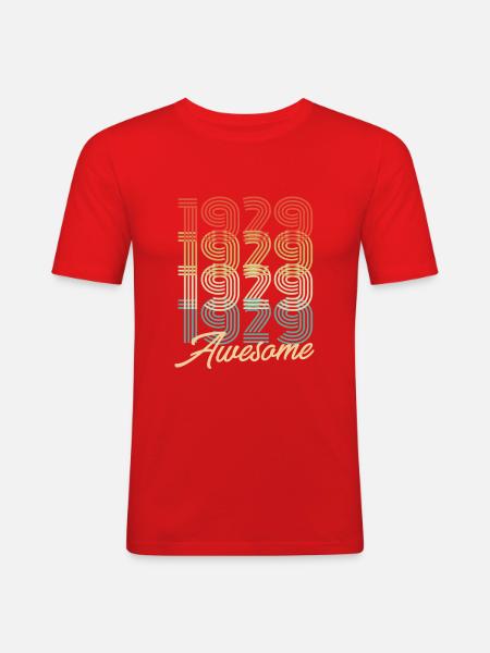 Funny Birthday Awesome 1929 - Men's Slim Fit T-Shirt - red