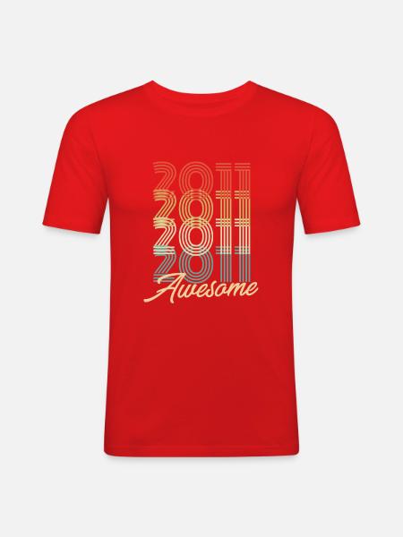 Funny Birthday Awesome 2011 - Men's Slim Fit T-Shirt - red
