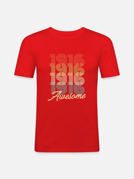 Funny Birthday Awesome 1916 - Men's Slim Fit T-Shirt - red