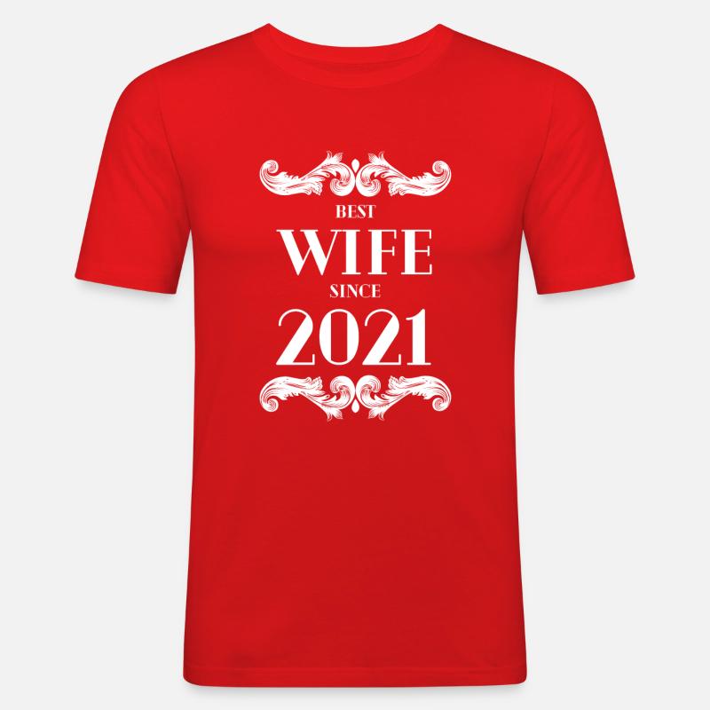 Beste Ehefrau seit 2021 Hochzeit - Männer Slim Fit T-Shirt - Rot
