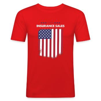 Verkauf von Wählerversicherungen - Männer Slim Fit T-Shirt - Rot - Vorne - Jaron (178cm)