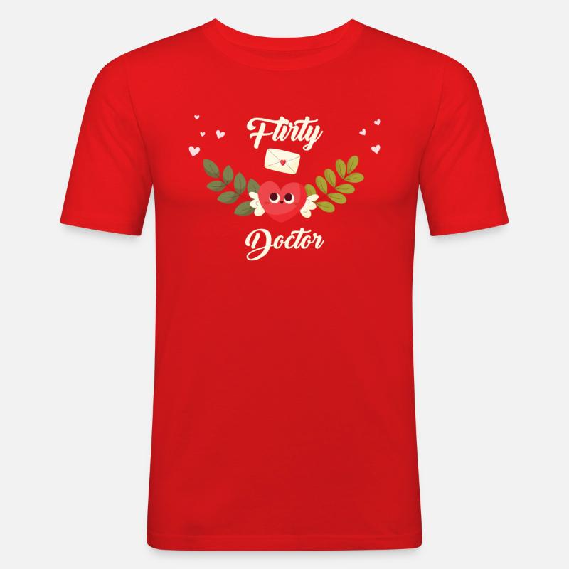 Flirty Doktor - Männer Slim Fit T-Shirt - Rot
