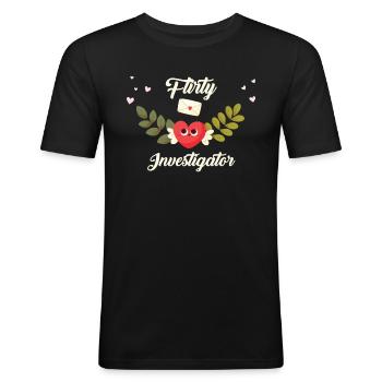 Flirty Ermittler - Männer Slim Fit T-Shirt - Schwarz - Vorne - Nik (191cm)