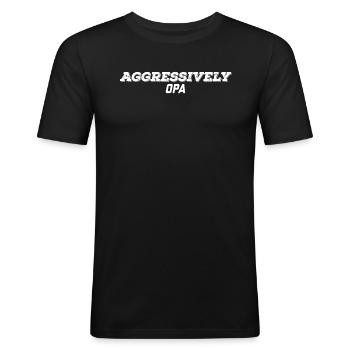 aggressiv Opa - Männer Slim Fit T-Shirt - Schwarz - Vorne - Nik (191cm)