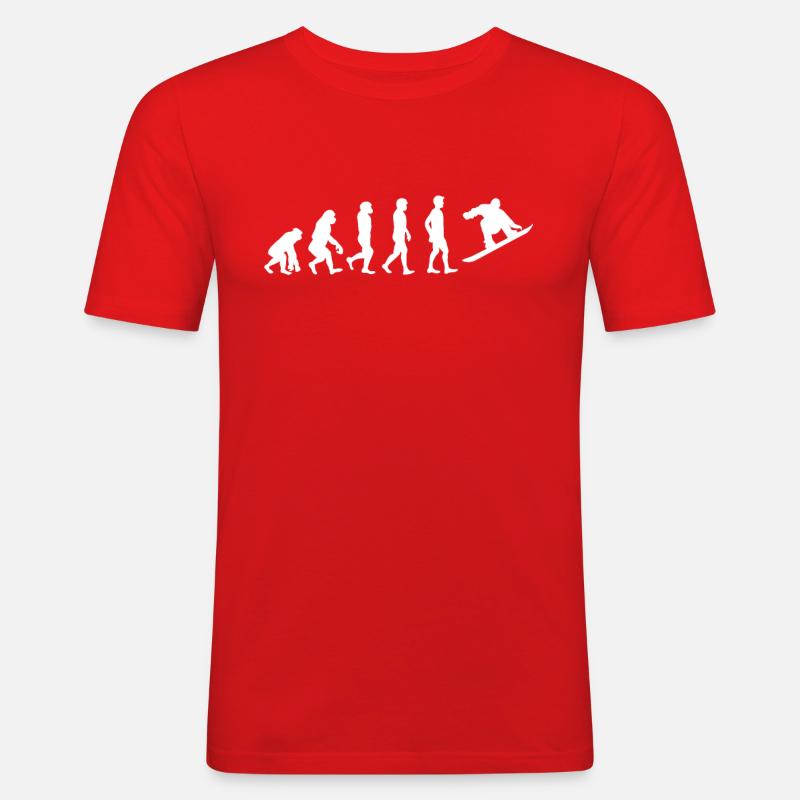 Evolution des Snowboardens - Männer Slim Fit T-Shirt - Rot