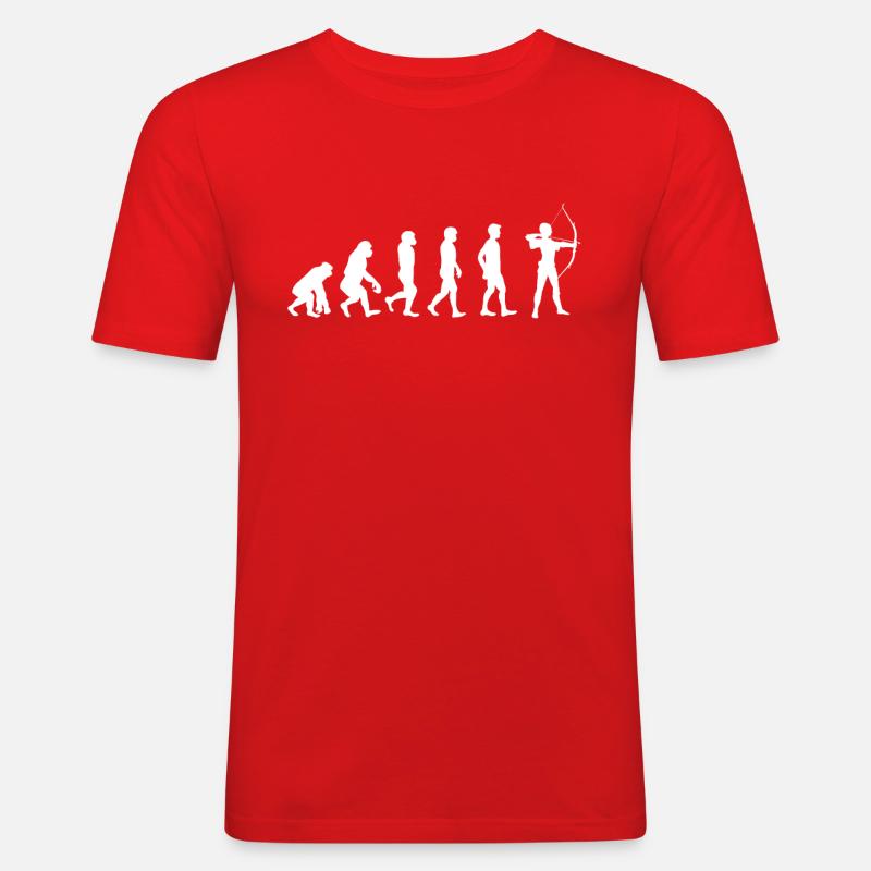 Evolution des Bogenschießens - Männer Slim Fit T-Shirt - Rot
