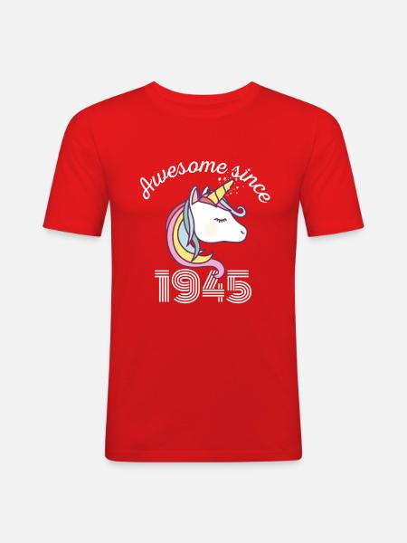 Funny Birthday Awesome Since 1945 - Men's Slim Fit T-Shirt - red