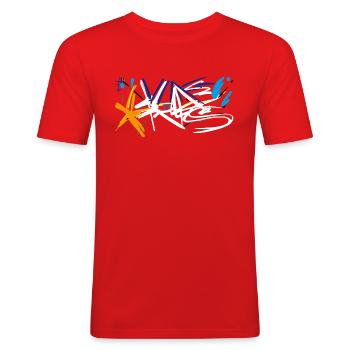 Streetart TAG - Männer Slim Fit T-Shirt - Rot - Vorne - Jaron (178cm)