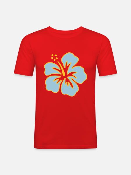 Hibiskus - Männer Slim Fit T-Shirt - Rot