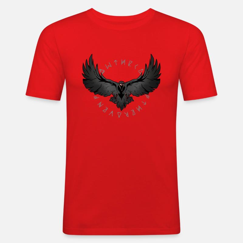 Odins Raben Runen Wikinger - Männer Slim Fit T-Shirt - Rot