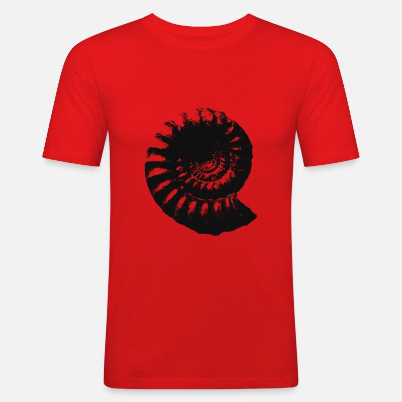Fossil Geschenkidee Ammonit Urzeit Geschenk - Männer Slim Fit T-Shirt - Rot