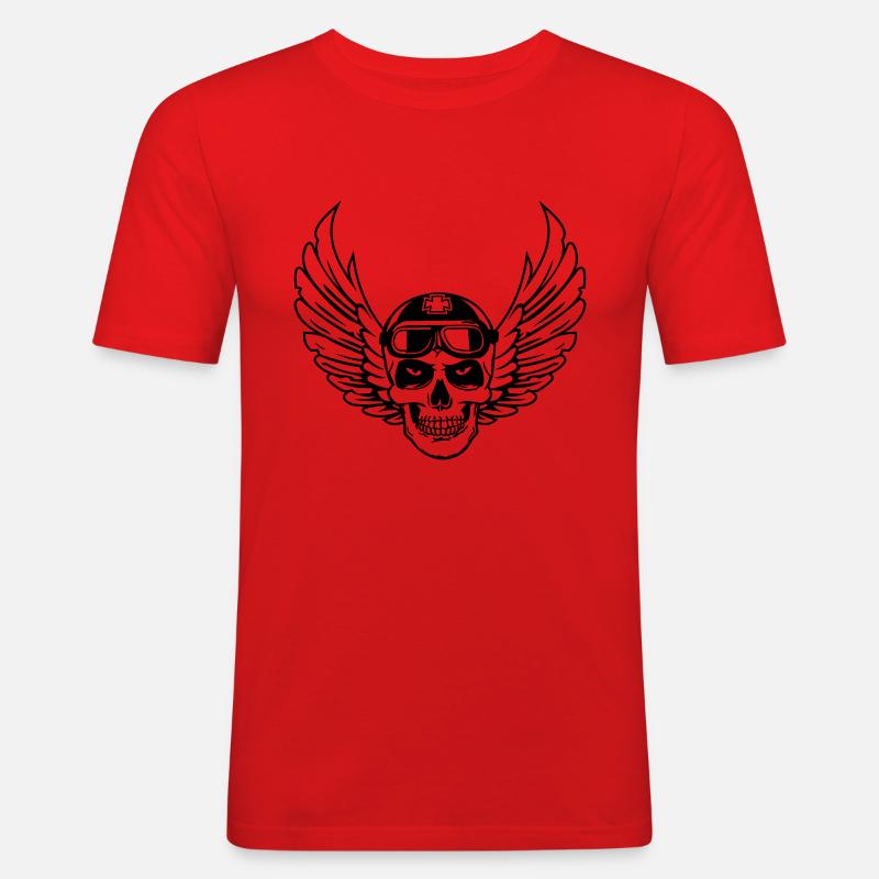 Flying Skull - Männer Slim Fit T-Shirt - Rot