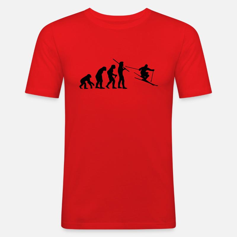 Evolution Ski - Männer Slim Fit T-Shirt - Rot
