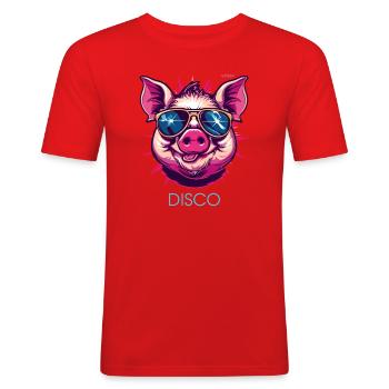 Cerdo de discoteca - Camiseta ajustada hombre - rojo - delante - Jaron (178cm)