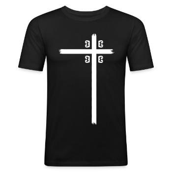 Serbie Srbija Adler Armoiries Drapeau Amour Football - T-shirt près du corps Homme - noir - Devant - Nik (191cm)