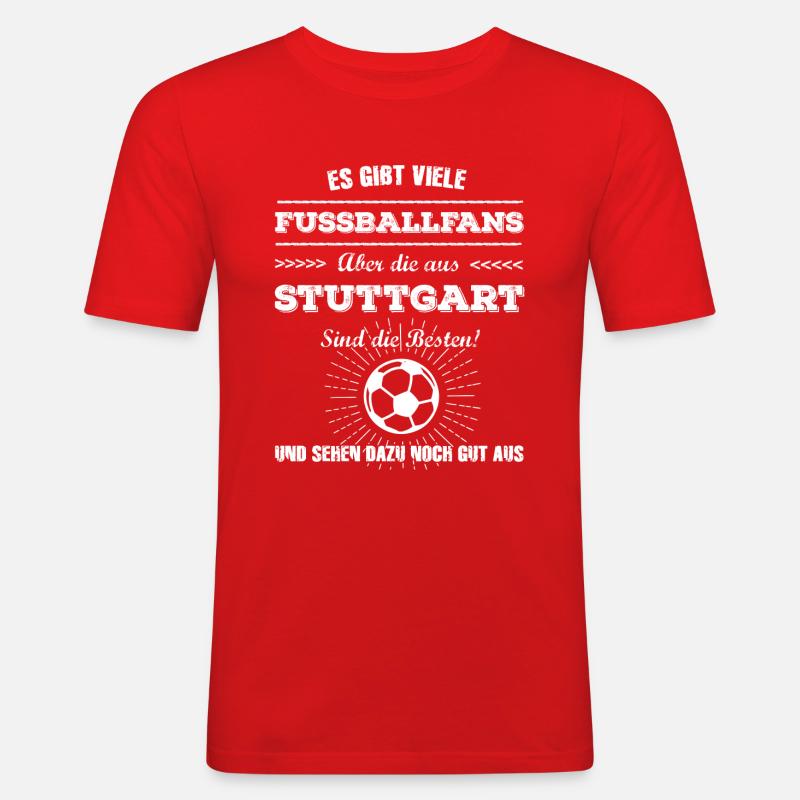 Stuttgart - Männer Slim Fit T-Shirt - Rot