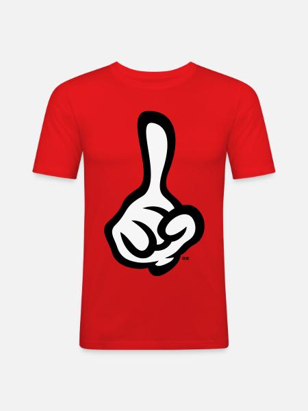 Index levé (doigt / main droite / 2C) - T-shirt près du corps Homme - rouge
