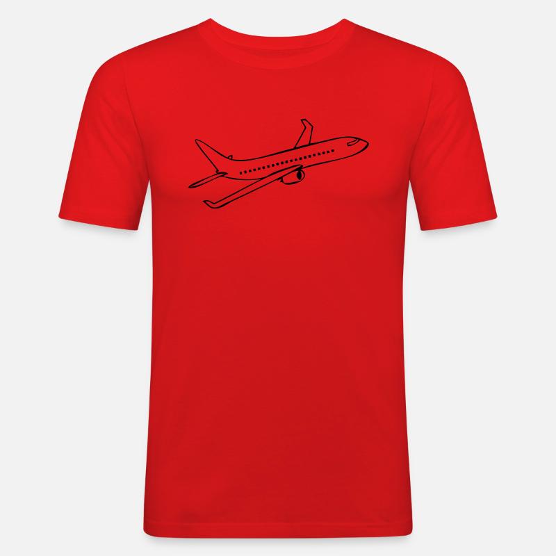 Flugzeug - Männer Slim Fit T-Shirt - Rot