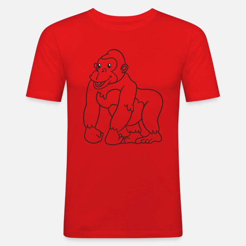 Gorilla, Affe, Geschenk, Geschenkidee - Männer Slim Fit T-Shirt - Rot