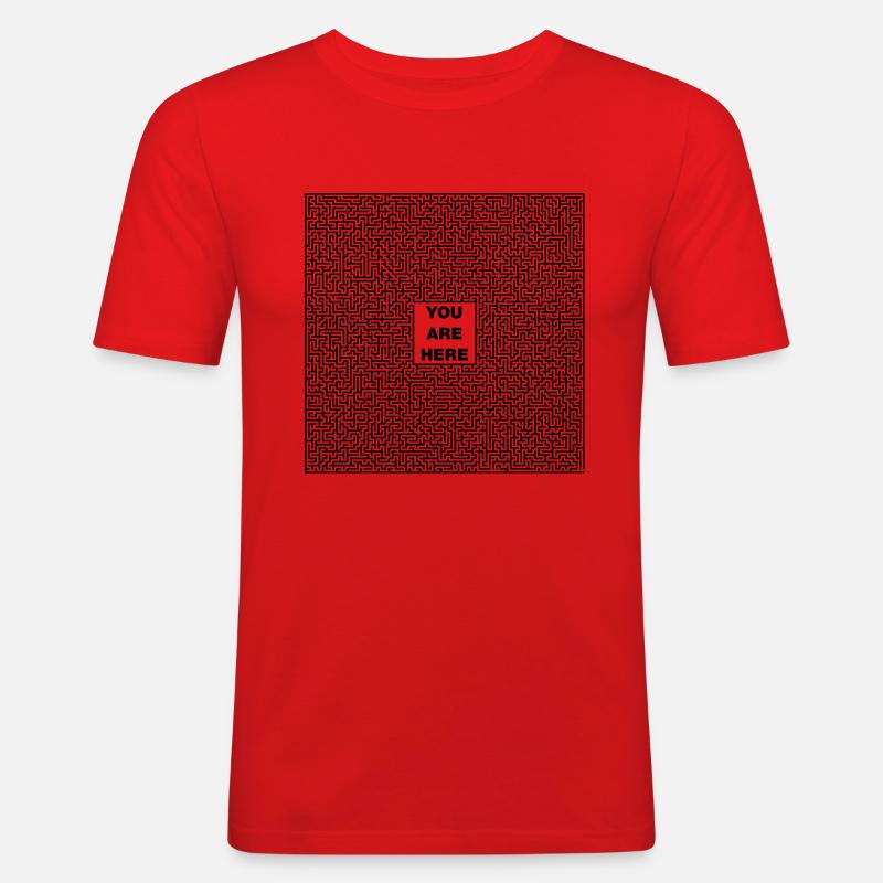 Labyrinth - Männer Slim Fit T-Shirt - Rot