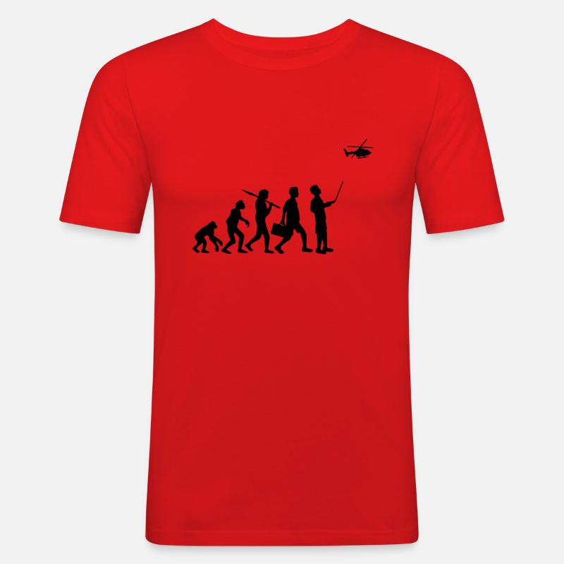 Evolution remote controlled model helicopter - Men's Slim Fit T-Shirt - red