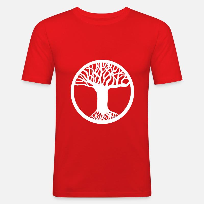 tree - Men's Slim Fit T-Shirt - red