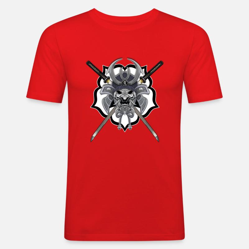 Samurai Helm Kabuto Katana - Männer Slim Fit T-Shirt - Rot