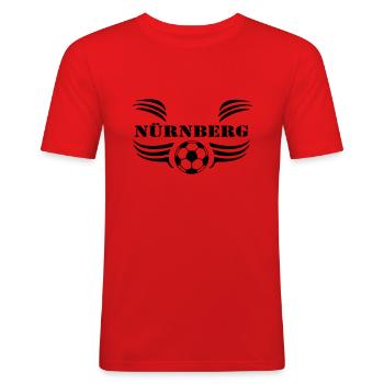 Nürnberg , Fußball , Leidenschaft (25) - Männer Slim Fit T-Shirt - Rot - Vorne - Jaron (178cm)