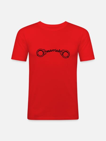 Just Married - Männer Slim Fit T-Shirt - Rot