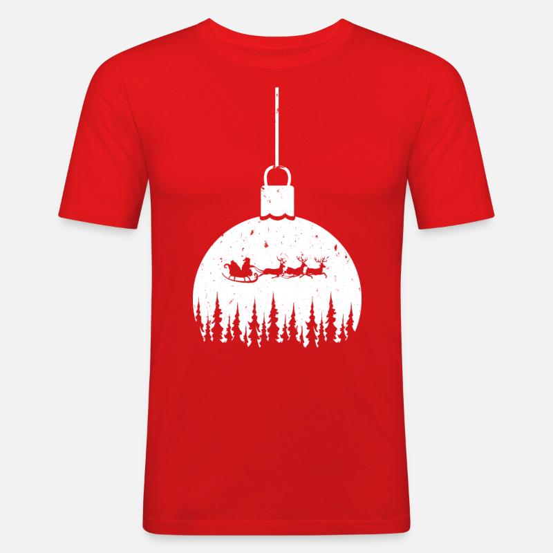 Weihnachtskugel - Männer Slim Fit T-Shirt - Rot