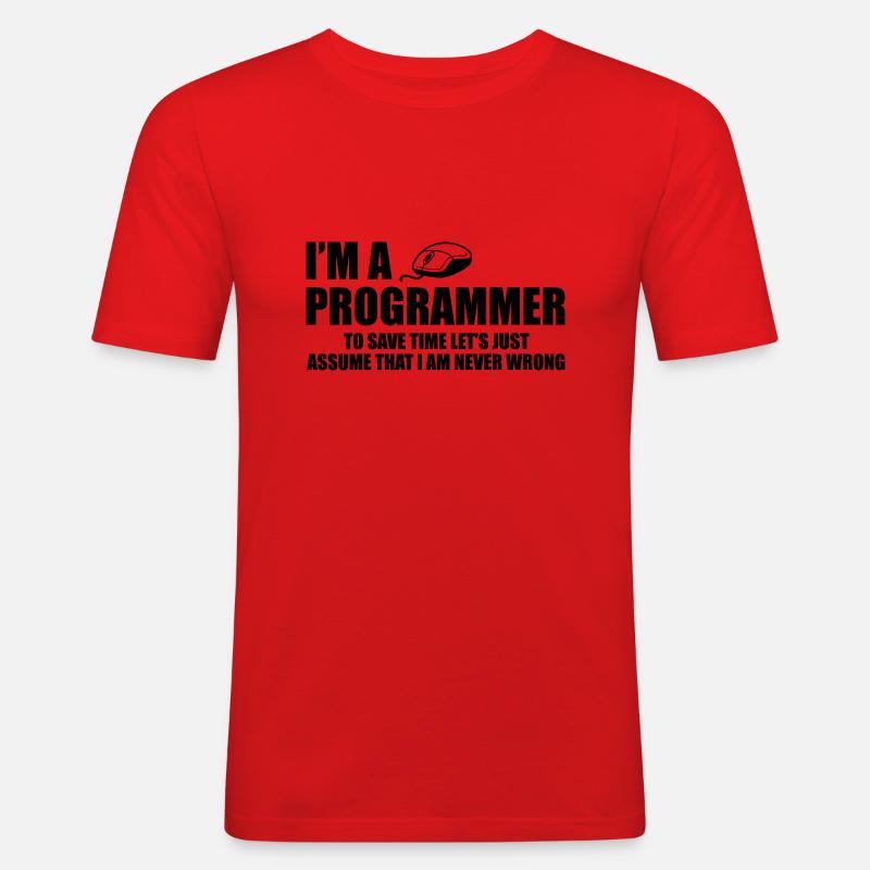 Programmer Programming Informatik Geschenk - Männer Slim Fit T-Shirt - Rot