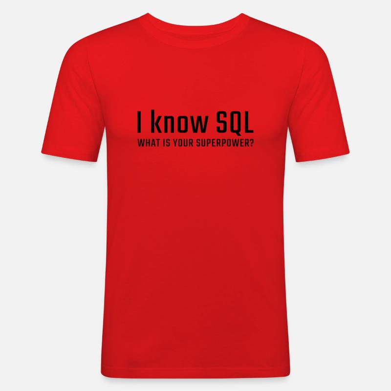 I know SQL - Men's Slim Fit T-Shirt - red