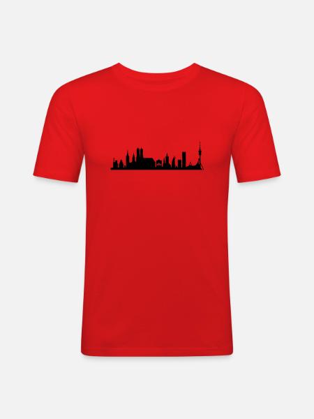 Skyline muc_neu - Männer Slim Fit T-Shirt - Rot