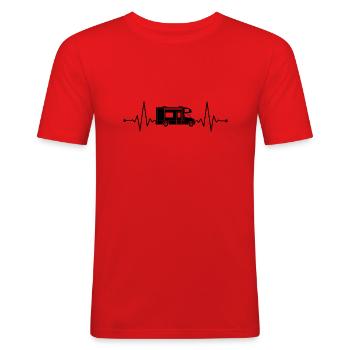 Wohnmobil Herzschlag Camping - Männer Slim Fit T-Shirt - Rot - Vorne - Jaron (178cm)