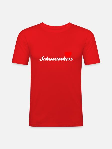 Schwesterherz | White - Männer Slim Fit T-Shirt - Rot