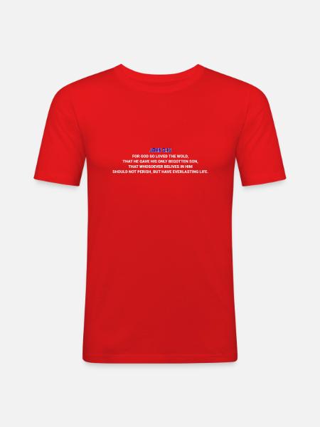 John 3:16 TEXT - Men's Slim Fit T-Shirt - red