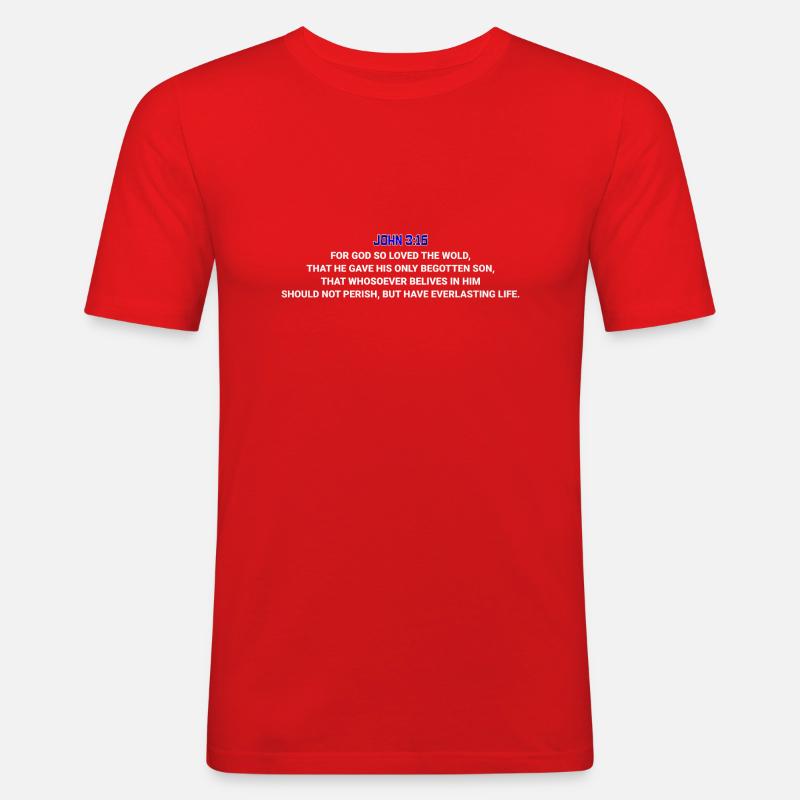 John 3:16 TEXT - Men's Slim Fit T-Shirt - red
