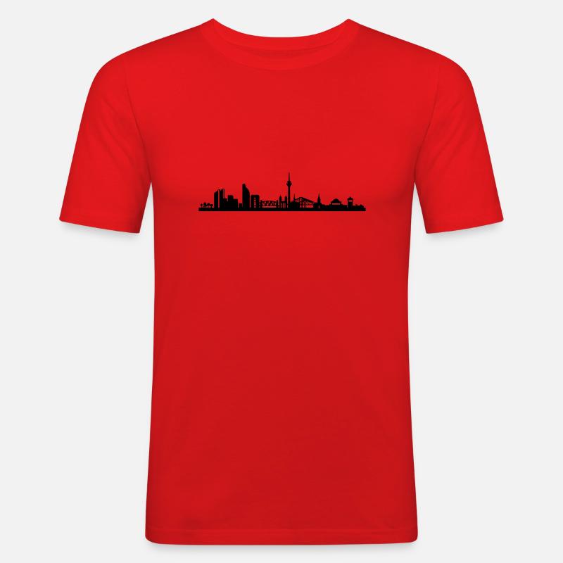 Skyline Düsseldorf - Männer Slim Fit T-Shirt - Rot