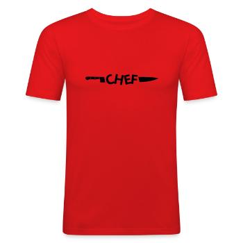CHEF - Männer Slim Fit T-Shirt - Rot - Vorne - Jaron (178cm)
